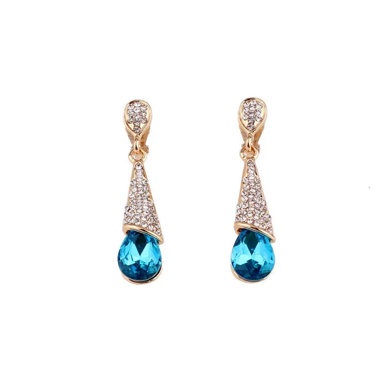 12 Colors Available Rhinestone Crystal Long Clip on Earrings Non Pierced for Women Party Wedding Luxury Fashion No Hole Earrings