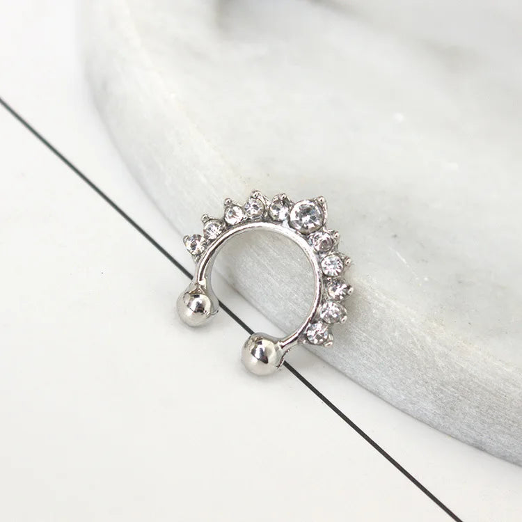 1PC U-Shape Nose Clip Fake Nose Rings & Studs for Women Non Piercing Nose Cuff Fashion Crystal Ear Clip Statement Body Jewelry