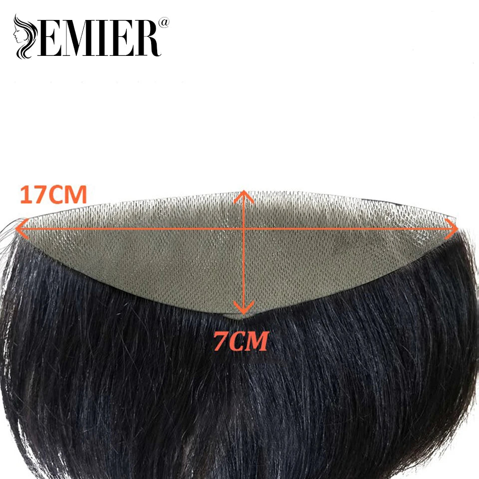 Men Frontal Toupee V Loop Human Hair Forehead Hairline Patch 0.06mm Thin Skin Pu Hairline Brown Color Men's Capillary Prothesis