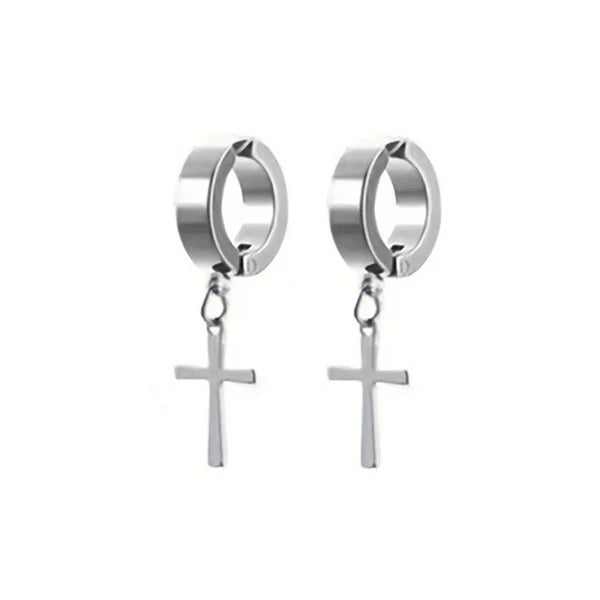 2pcs Punk Mens Strong Magnet Magnetic Ear Stud Set Non Piercing Earrings Fake Cross Earrings Gift For Boyfriend Lover Jewelry