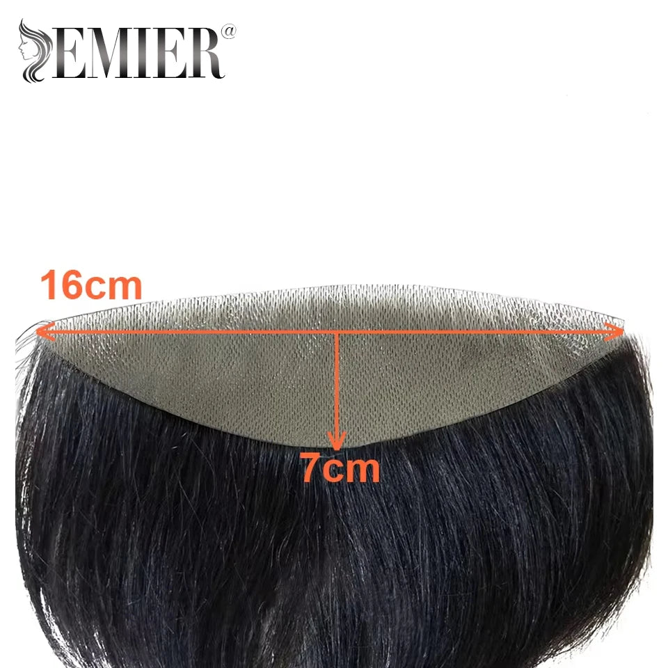 Men Frontal Toupee V Loop Human Hair Forehead Hairline Patch 0.06mm Thin Skin Pu Hairline Brown Color Men's Capillary Prothesis