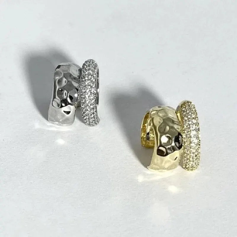 Exquisite Inlaid Rhinestone Non-pierced Ear Clips Earrings Gold Color And Silver Color Metal Double-layer Ear Bone Clips