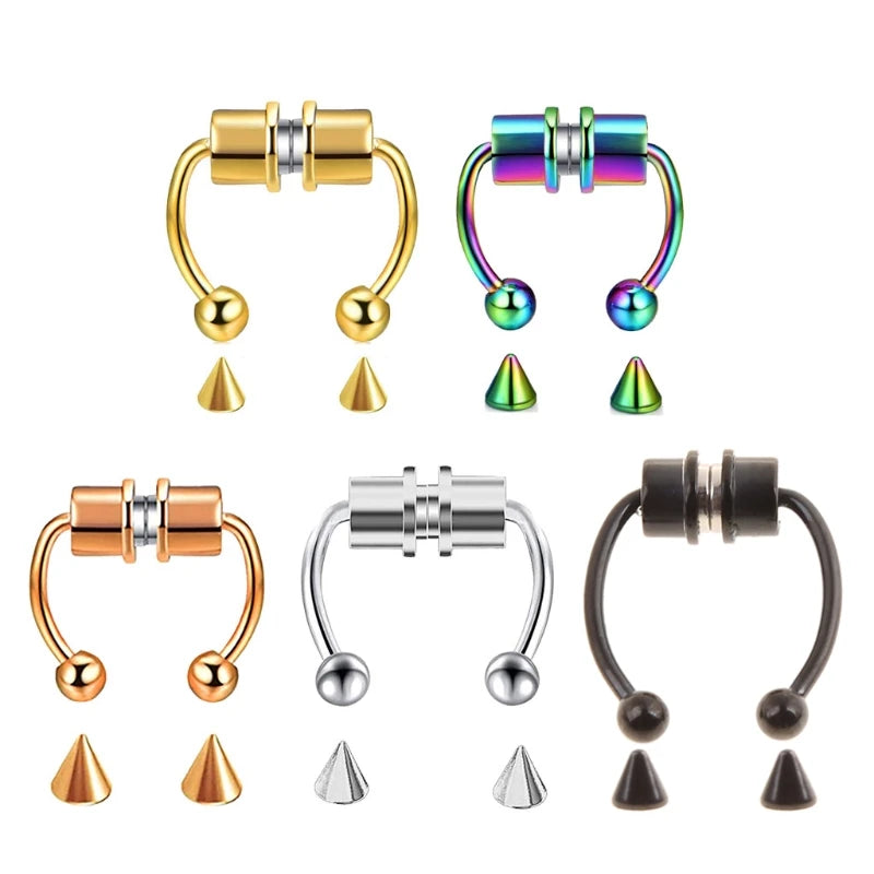 Magnetic Septum Fake Nose Rings Horseshoe Nose Ring Hoop Non Piercing Jewelry 316L Stainless Steel Nose Ring Women Gift