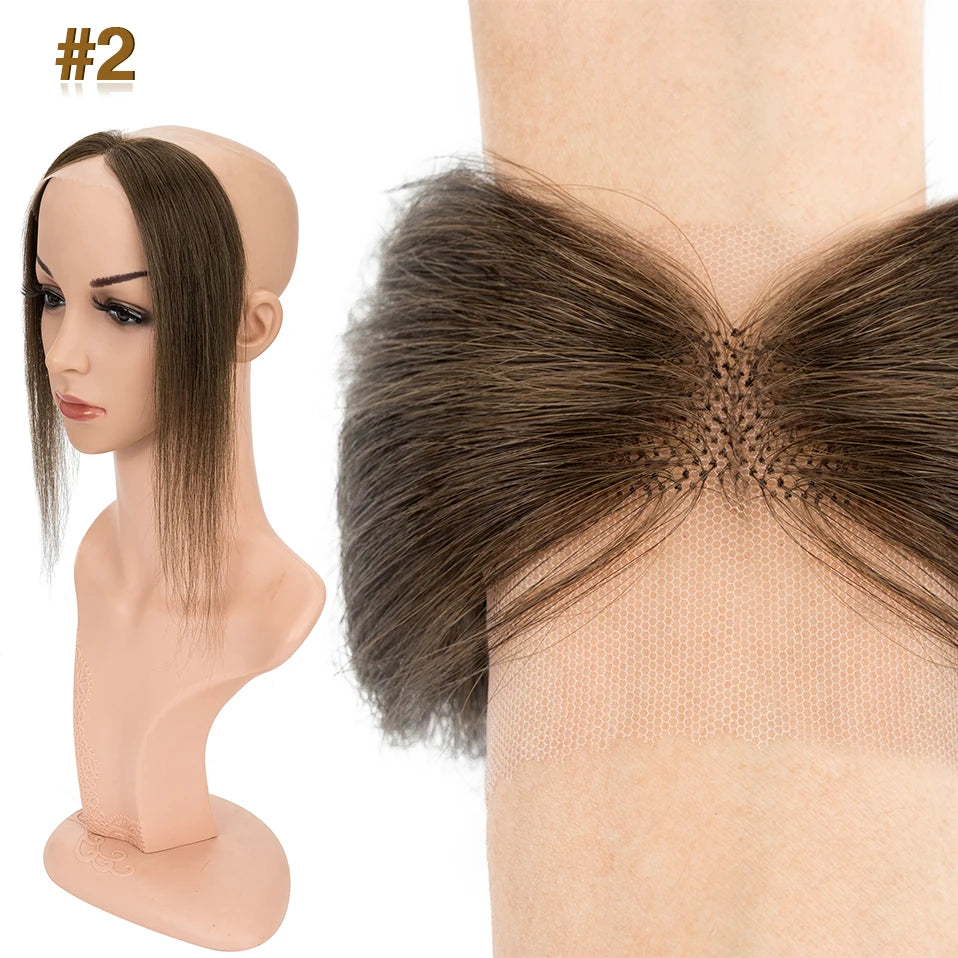 S-noilite Lace Front Wig Human Hair Toppers Hairline Hair Patch Hand-woven Single Knot Natural Invisible Replacement Hairpiece
