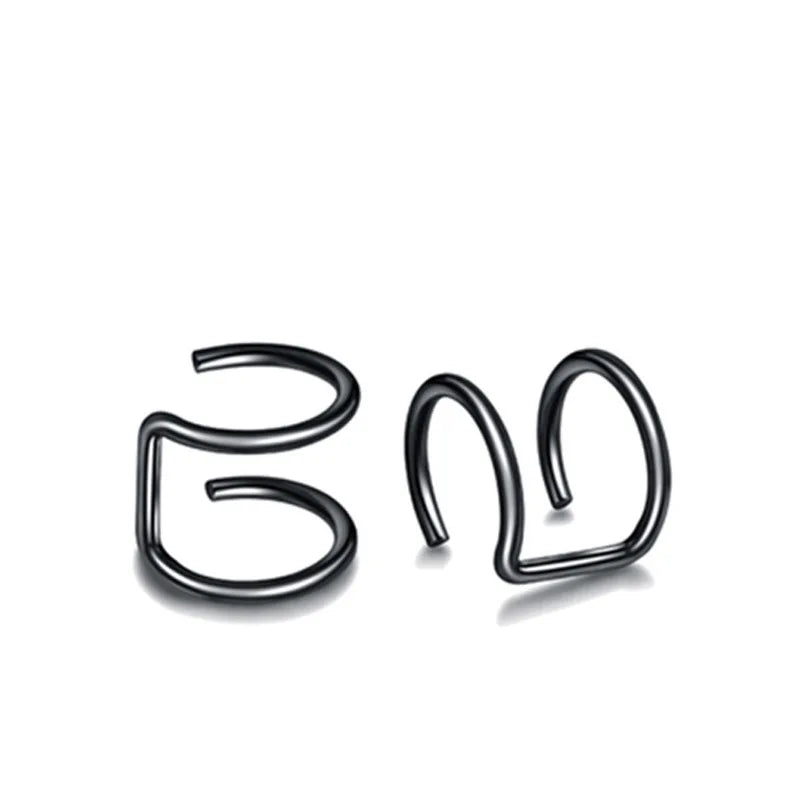 2Pcs 316L Stainless Steel Clip on Ear Cuffs Helix Cartilage Earrings Fake Lip Ring Non Piercing Labret Ring for Women Men