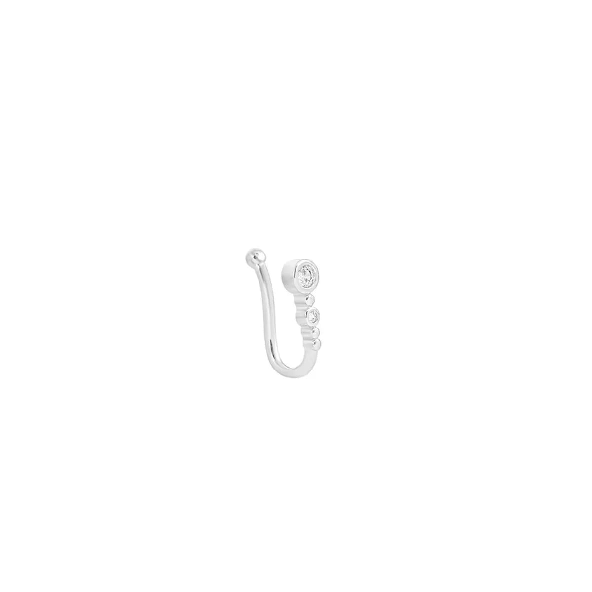 1pc U-Shape Non-Piercing Nose Ring - Simplistic Hip Hop Style Inlaid Cubic Zirconia Fake nose Clip Jewellery
