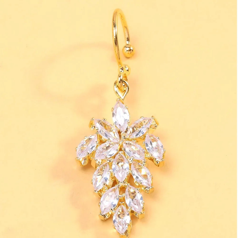 1pc Crystal Dangle Lip Ring Clip-On Fake Piercing Jewelry for Women Hip Hop Geometric Lip Cuff Non-Pierced Accessories