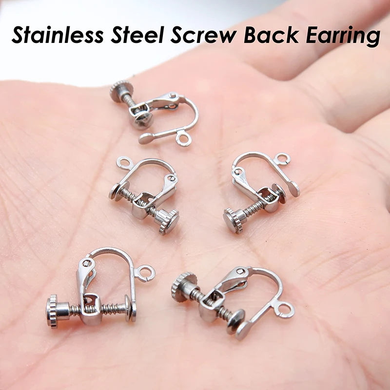 20 Pieces Stainless Steel Earring Clips with Loop, Clip-on Ear Wire Gold Color, Lever Back Earring Findings, Non Pierced Earring