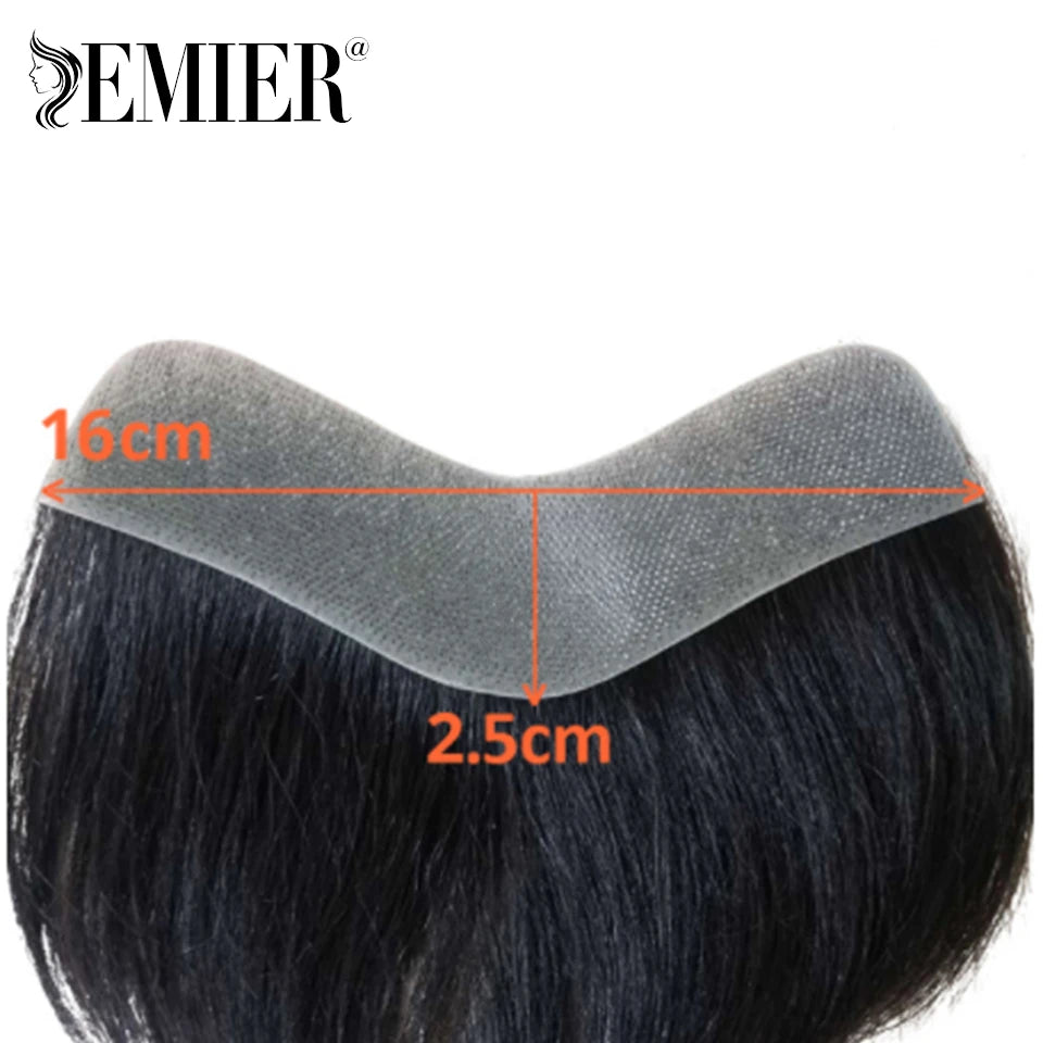 Men Frontal Toupee V Loop Human Hair Forehead Hairline Patch 0.06mm Thin Skin Pu Hairline Brown Color Men's Capillary Prothesis