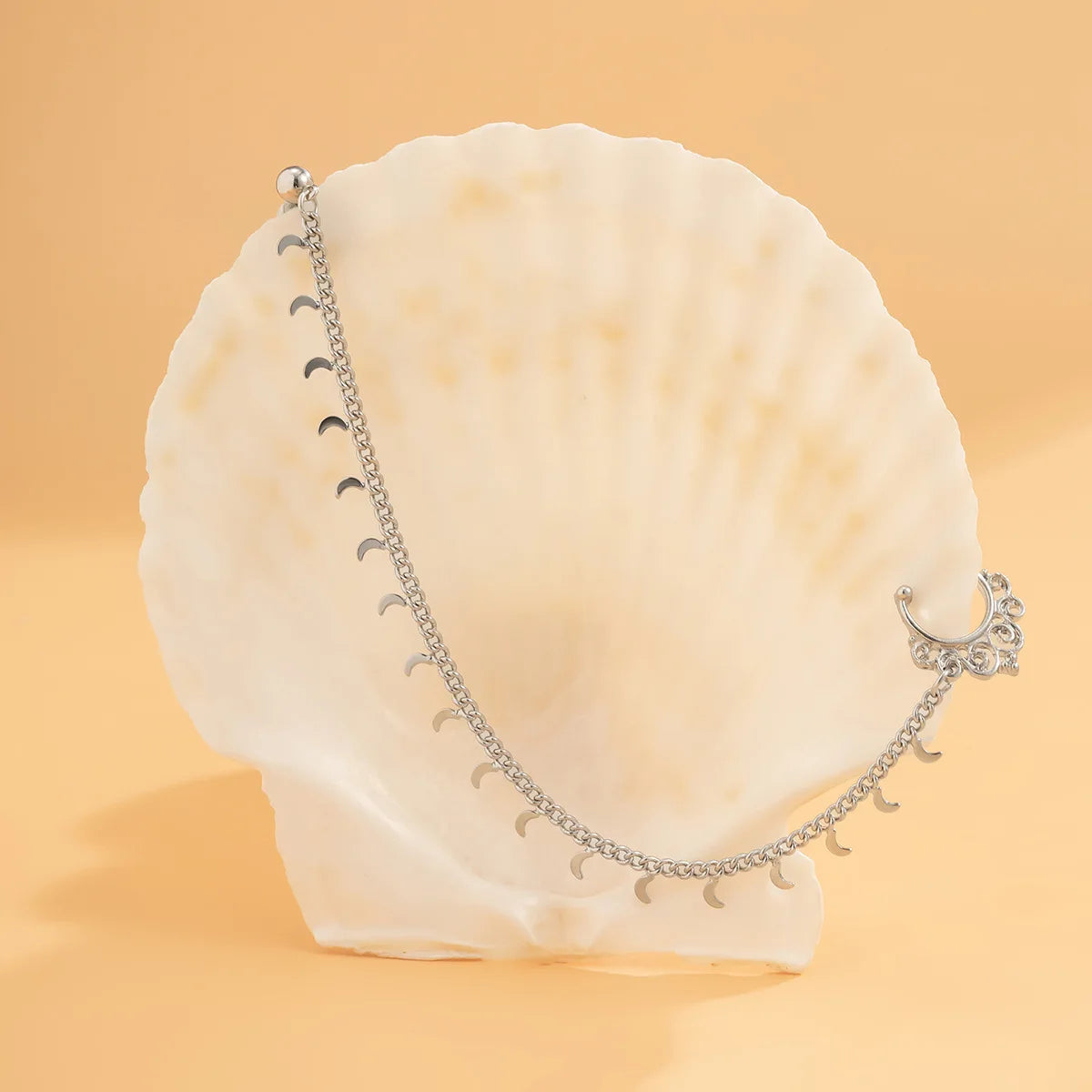 Indian Gold Color Pearl Butterfly Tassel Earrings Nose Clip Chain for Women Boho Nose Ring Non Pierceing Dangle Earring Jewelry