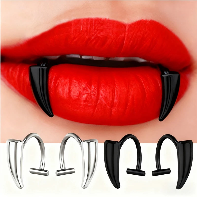 8Pcs of 1Set Fashion 316L Stainless Steel C Clip Lip Ring Labret Earring Fake Piercing Women Body Jewelry Non-Pierced