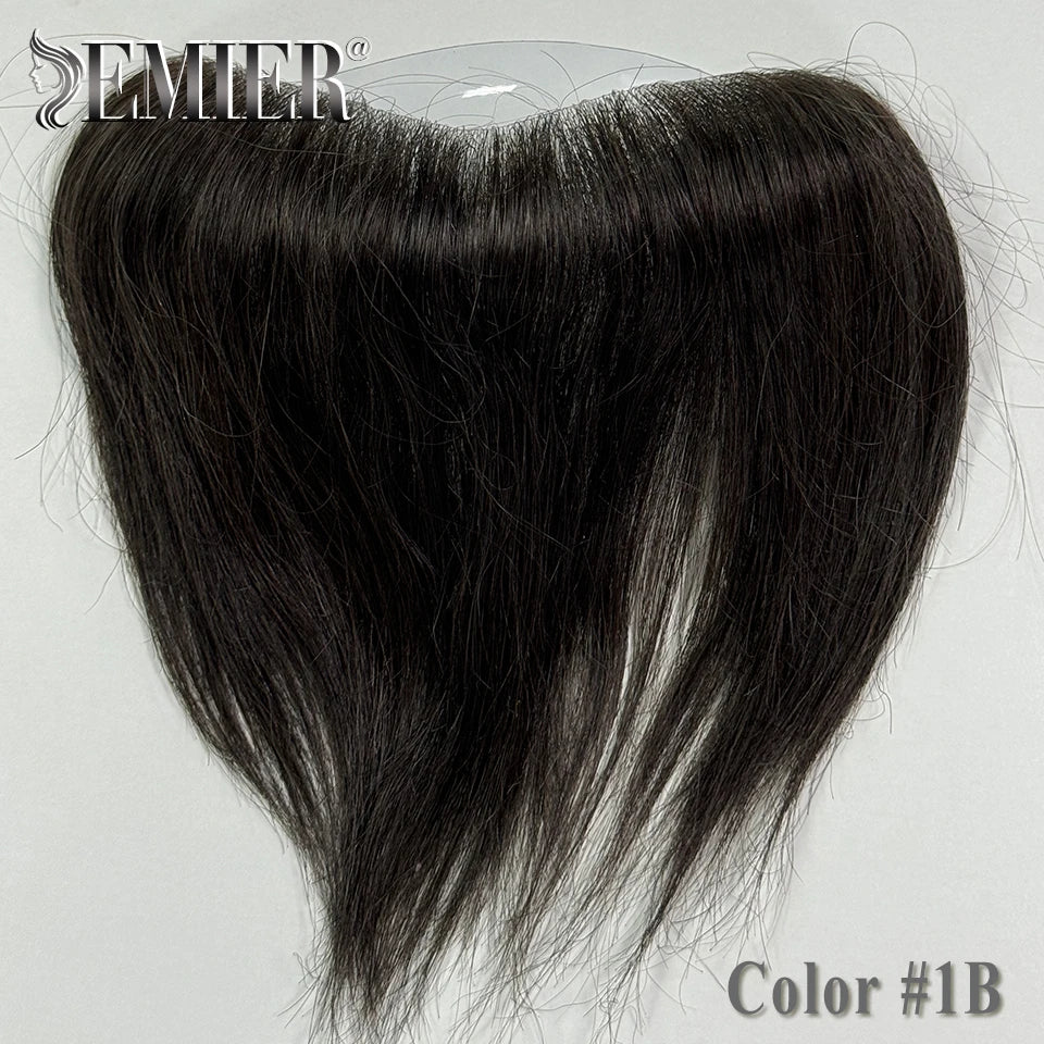 Men Frontal Toupee V Loop Human Hair Forehead Hairline Patch 0.06mm Thin Skin Pu Hairline Brown Color Men's Capillary Prothesis