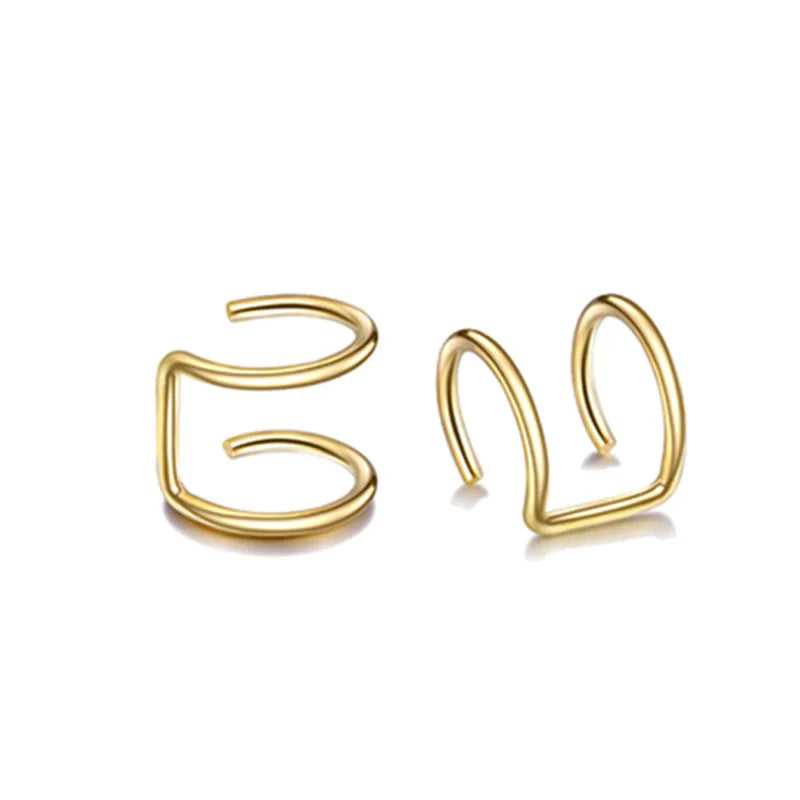 2Pcs 316L Stainless Steel Clip on Ear Cuffs Helix Cartilage Earrings Fake Lip Ring Non Piercing Labret Ring for Women Men