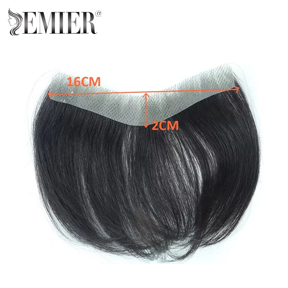 Men Frontal Toupee V Loop Human Hair Forehead Hairline Patch 0.06mm Thin Skin Pu Hairline Brown Color Men's Capillary Prothesis