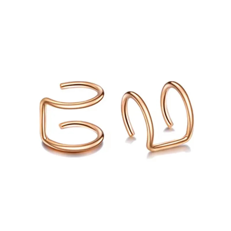 2Pcs 316L Stainless Steel Clip on Ear Cuffs Helix Cartilage Earrings Fake Lip Ring Non Piercing Labret Ring for Women Men