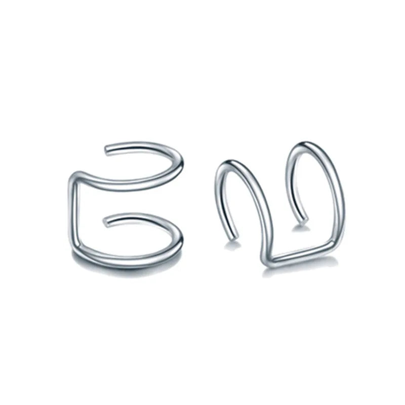 2Pcs 316L Stainless Steel Clip on Ear Cuffs Helix Cartilage Earrings Fake Lip Ring Non Piercing Labret Ring for Women Men