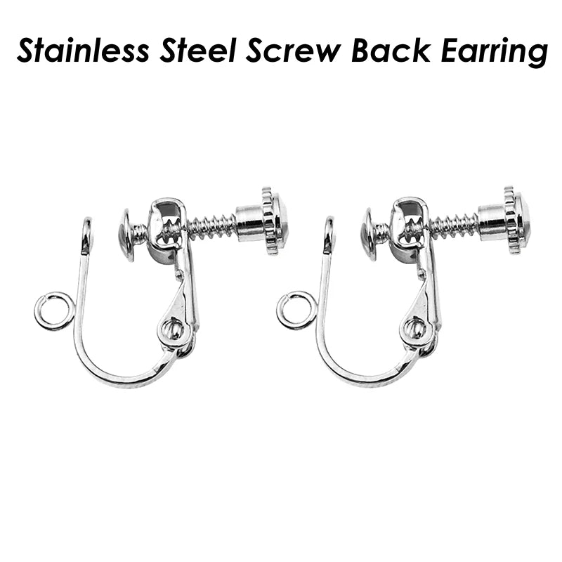 20 Pieces Stainless Steel Earring Clips with Loop, Clip-on Ear Wire Gold Color, Lever Back Earring Findings, Non Pierced Earring