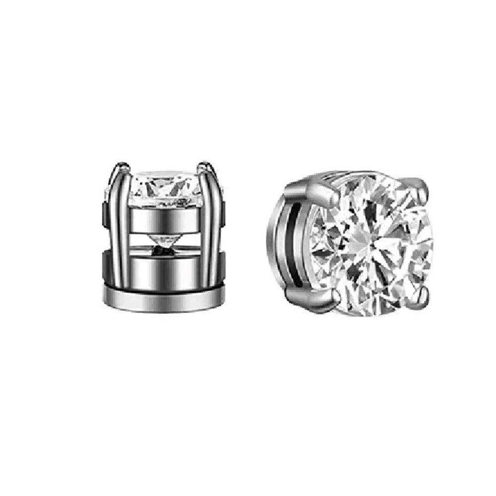 2pcs Punk Mens Strong Magnet Magnetic Ear Stud Set Non Piercing Earrings Fake Cross Earrings Gift For Boyfriend Lover Jewelry