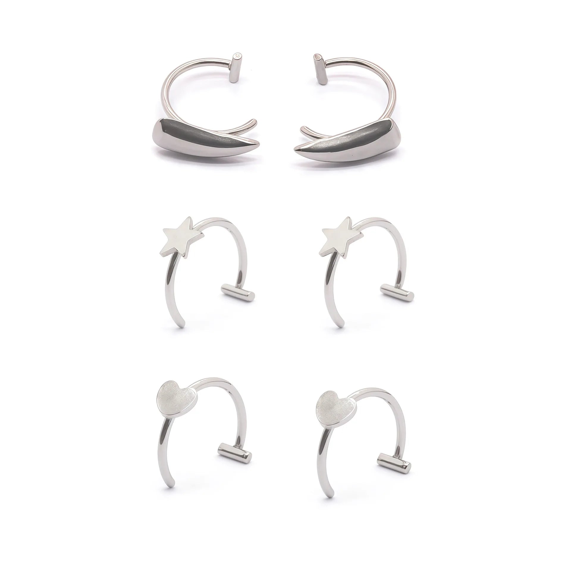 8Pcs of 1Set Fashion 316L Stainless Steel C Clip Lip Ring Labret Earring Fake Piercing Women Body Jewelry Non-Pierced