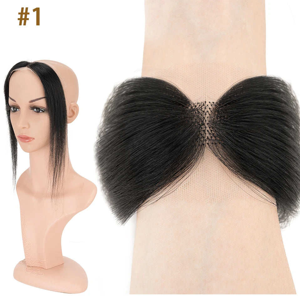 S-noilite Lace Front Wig Human Hair Toppers Hairline Hair Patch Hand-woven Single Knot Natural Invisible Replacement Hairpiece