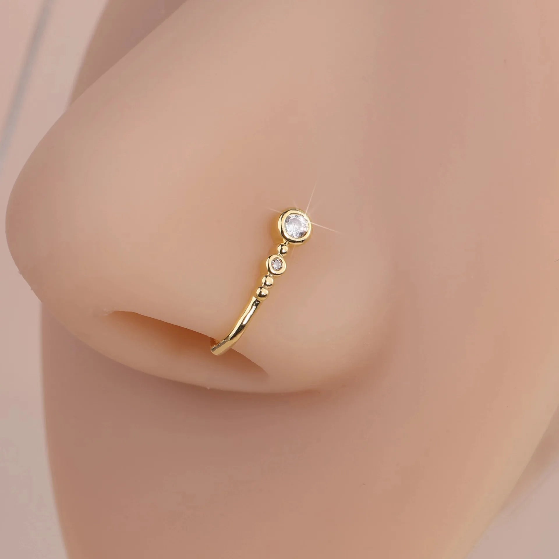1pc U-Shape Non-Piercing Nose Ring - Simplistic Hip Hop Style Inlaid Cubic Zirconia Fake nose Clip Jewellery