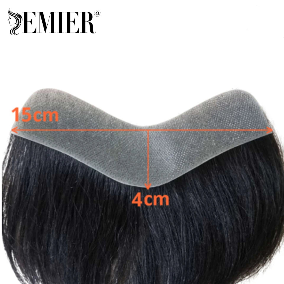 Men Frontal Toupee V Loop Human Hair Forehead Hairline Patch 0.06mm Thin Skin Pu Hairline Brown Color Men's Capillary Prothesis