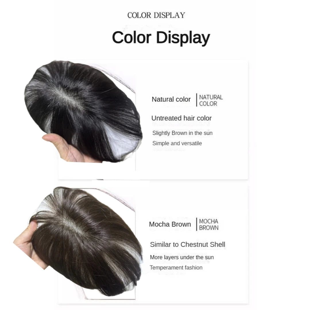 Ultra-Thin Mesh Hair Toppers 7x11cm Clip-In Fringe Bangs Hairpiece for Women Fluffy Real Hair Increase Volume Cover White Hair