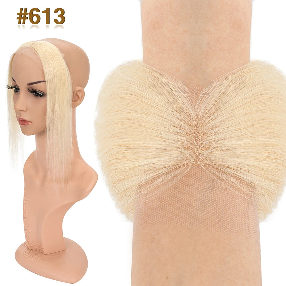 S-noilite Lace Front Wig Human Hair Toppers Hairline Hair Patch Hand-woven Single Knot Natural Invisible Replacement Hairpiece