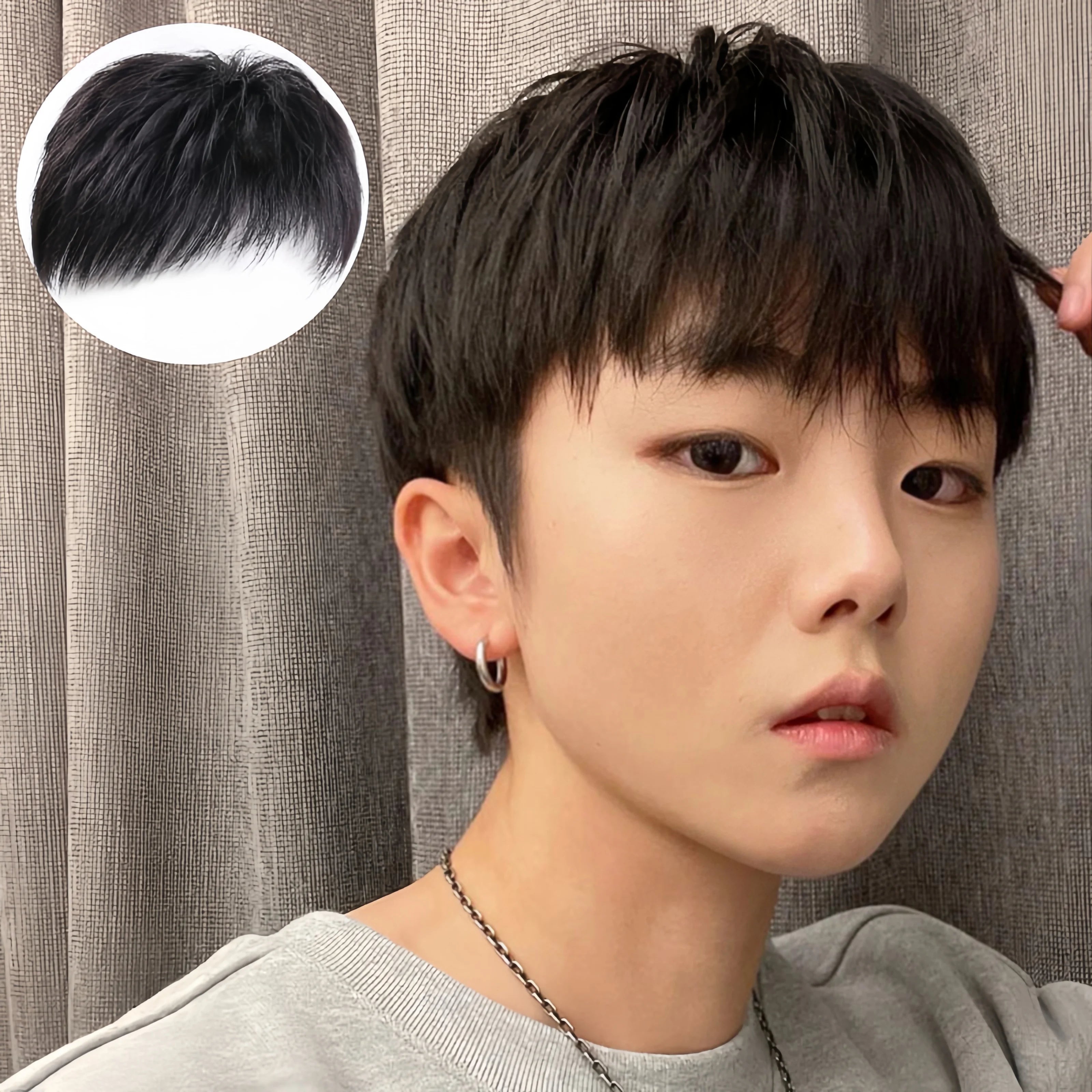 Hot-selling wig men's hair patch synthetic fiber high temperature silk hair shade white hair natural breathable patch