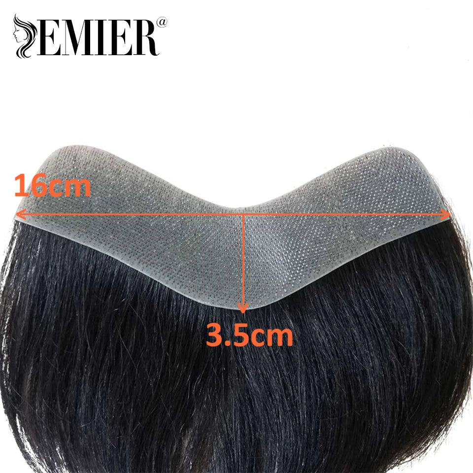 Men Frontal Toupee V Loop Human Hair Forehead Hairline Patch 0.06mm Thin Skin Pu Hairline Brown Color Men's Capillary Prothesis