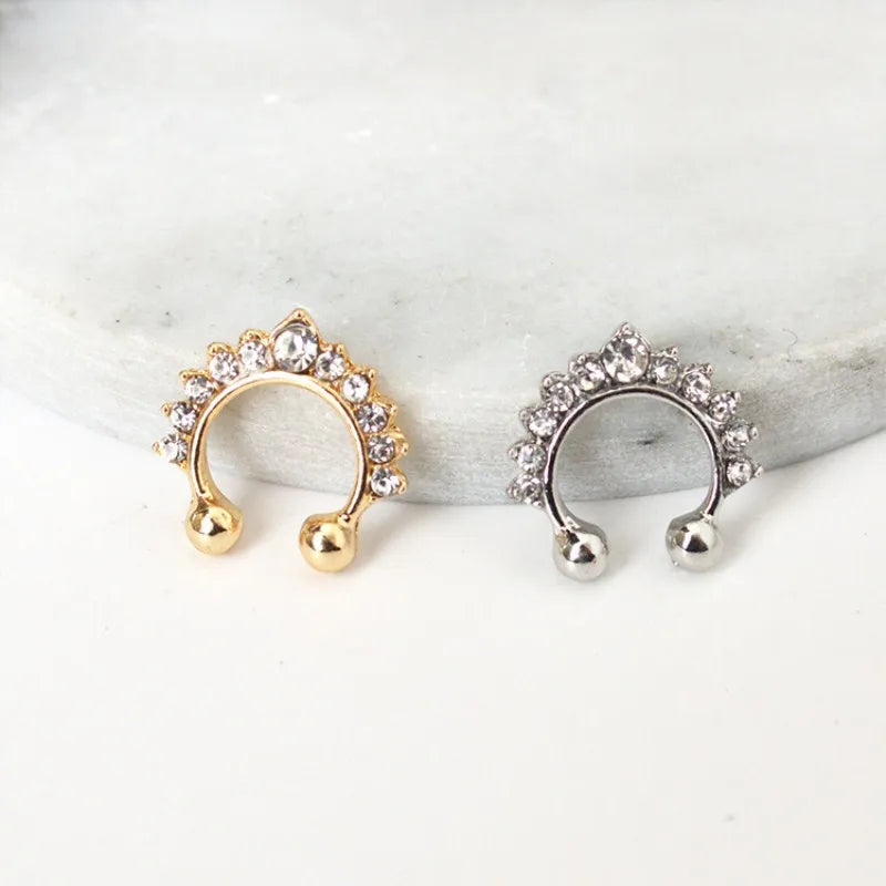 1PC U-Shape Nose Clip Fake Nose Rings & Studs for Women Non Piercing Nose Cuff Fashion Crystal Ear Clip Statement Body Jewelry