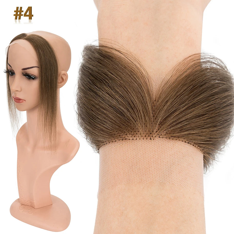S-noilite Lace Front Wig Human Hair Toppers Hairline Hair Patch Hand-woven Single Knot Natural Invisible Replacement Hairpiece