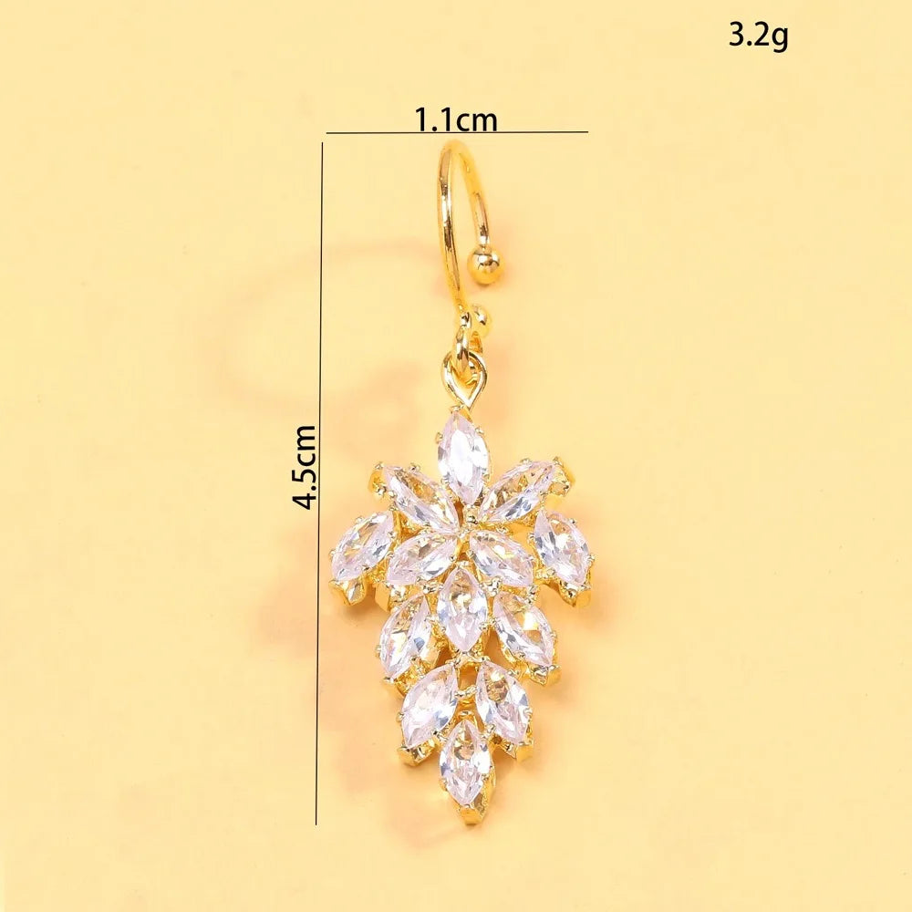 1pc Crystal Dangle Lip Ring Clip-On Fake Piercing Jewelry for Women Hip Hop Geometric Lip Cuff Non-Pierced Accessories