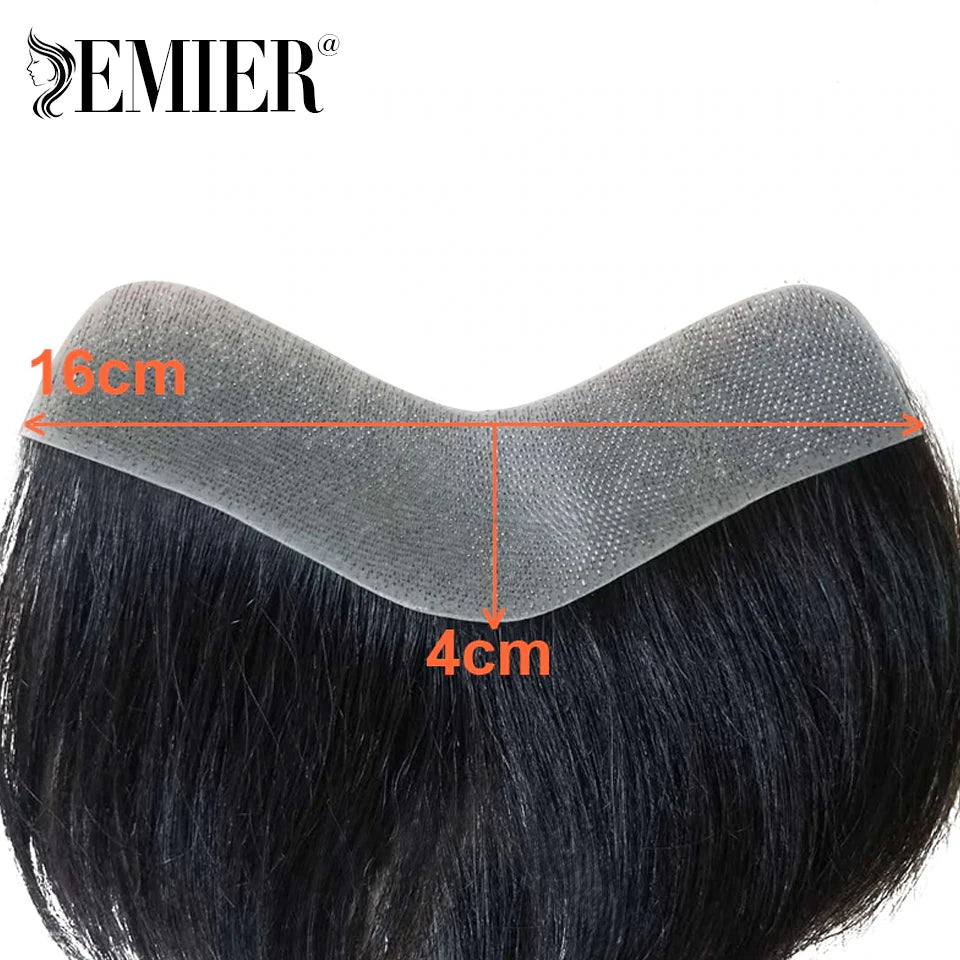 Men Frontal Toupee V Loop Human Hair Forehead Hairline Patch 0.06mm Thin Skin Pu Hairline Brown Color Men's Capillary Prothesis