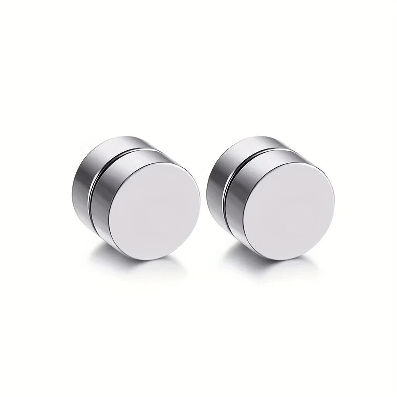 Stainless Steel Non-Piercing Magnetic Stud Earrings Black Unisex CZ Magnet Ear close Clip Women Men Punk Hip Hop Earring Jewelry