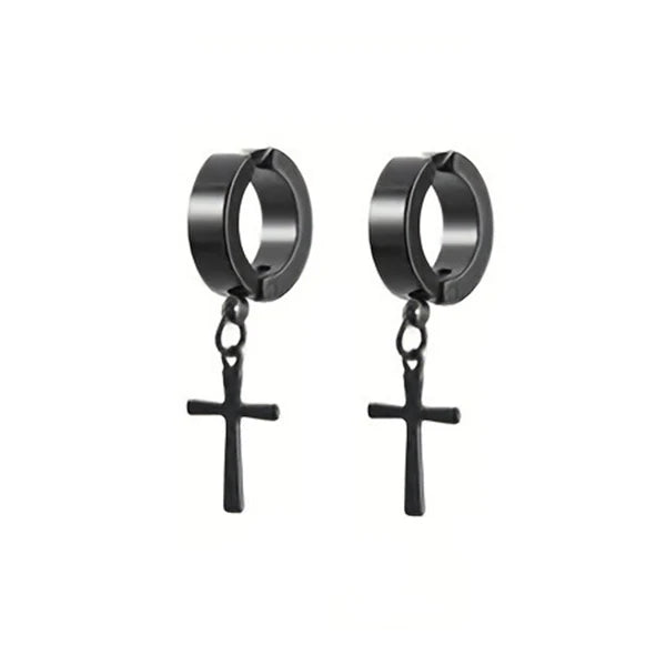 2pcs Punk Mens Strong Magnet Magnetic Ear Stud Set Non Piercing Earrings Fake Cross Earrings Gift For Boyfriend Lover Jewelry