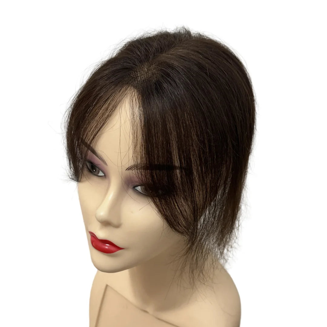 Ultra-Thin Mesh Hair Toppers 7x11cm Clip-In Fringe Bangs Hairpiece for Women Fluffy Real Hair Increase Volume Cover White Hair