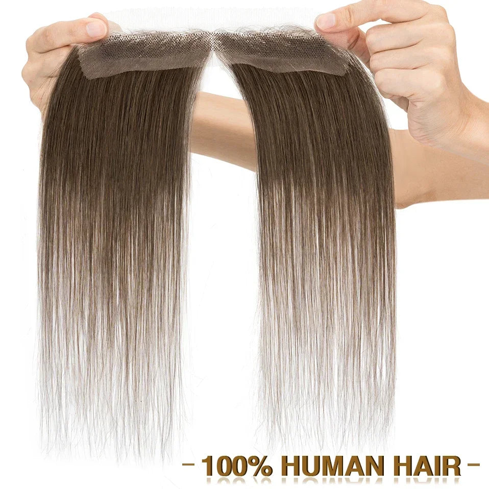 S-noilite Lace Front Wig Human Hair Toppers Hairline Hair Patch Hand-woven Single Knot Natural Invisible Replacement Hairpiece