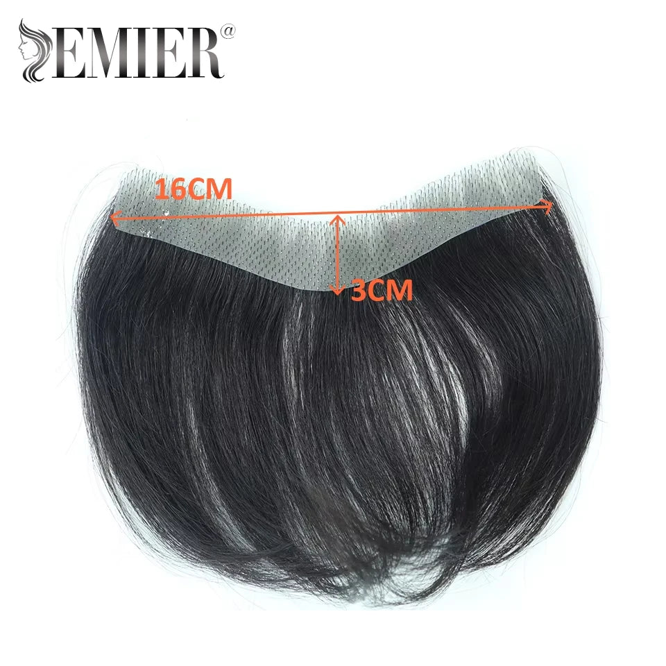 Men Frontal Toupee V Loop Human Hair Forehead Hairline Patch 0.06mm Thin Skin Pu Hairline Brown Color Men's Capillary Prothesis