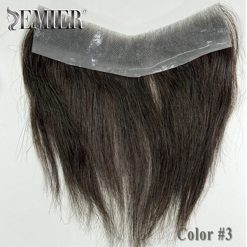 Men Frontal Toupee V Loop Human Hair Forehead Hairline Patch 0.06mm Thin Skin Pu Hairline Brown Color Men's Capillary Prothesis