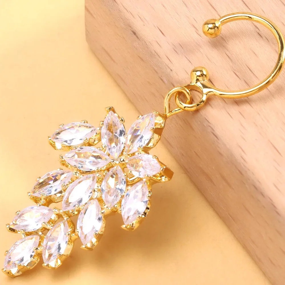 1pc Crystal Dangle Lip Ring Clip-On Fake Piercing Jewelry for Women Hip Hop Geometric Lip Cuff Non-Pierced Accessories