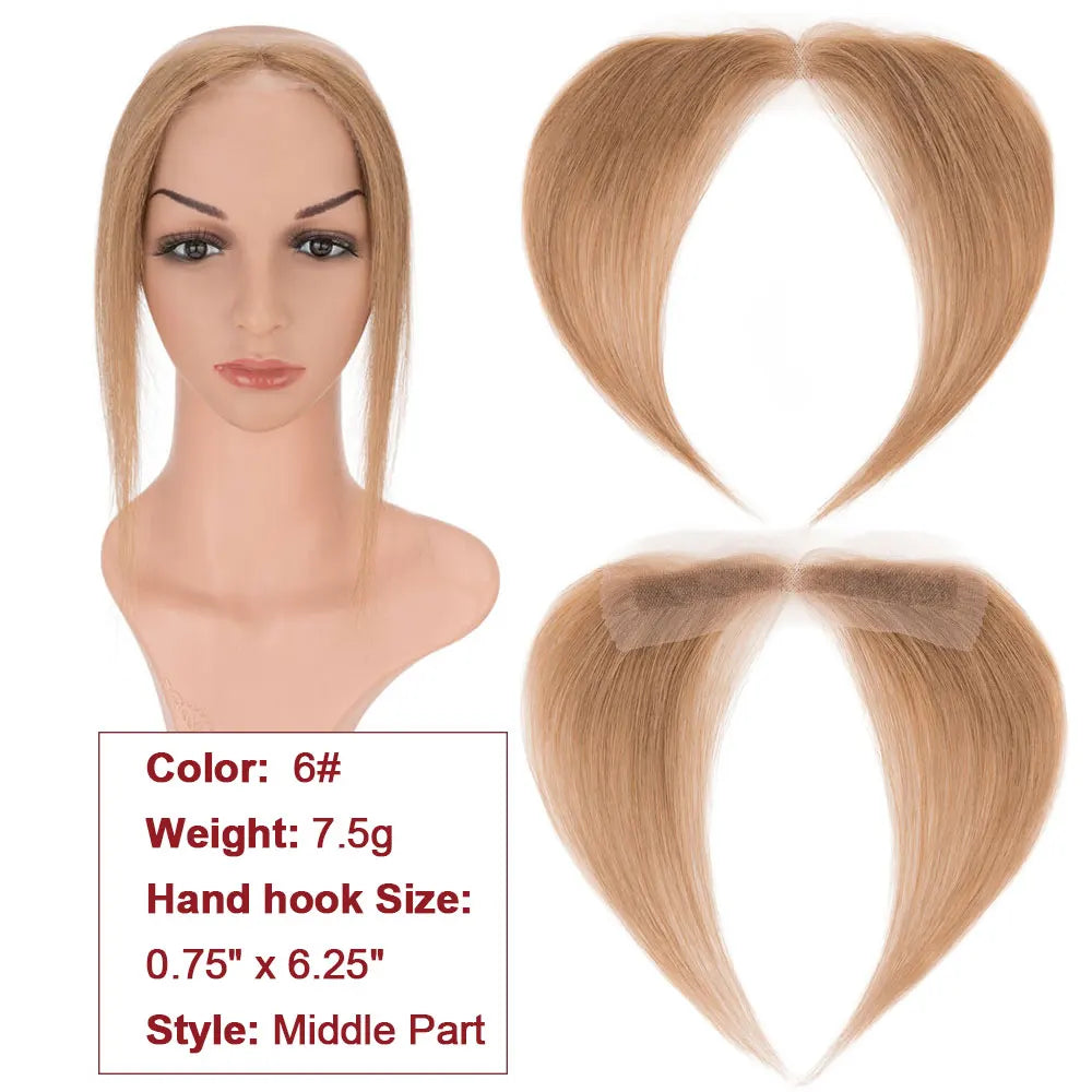 SEGO Natural Human Hair Full Lace Hand-Tied Front Hairline Topper For Women Hair Patches Add Hair Volume 10" Straight Hairpieces