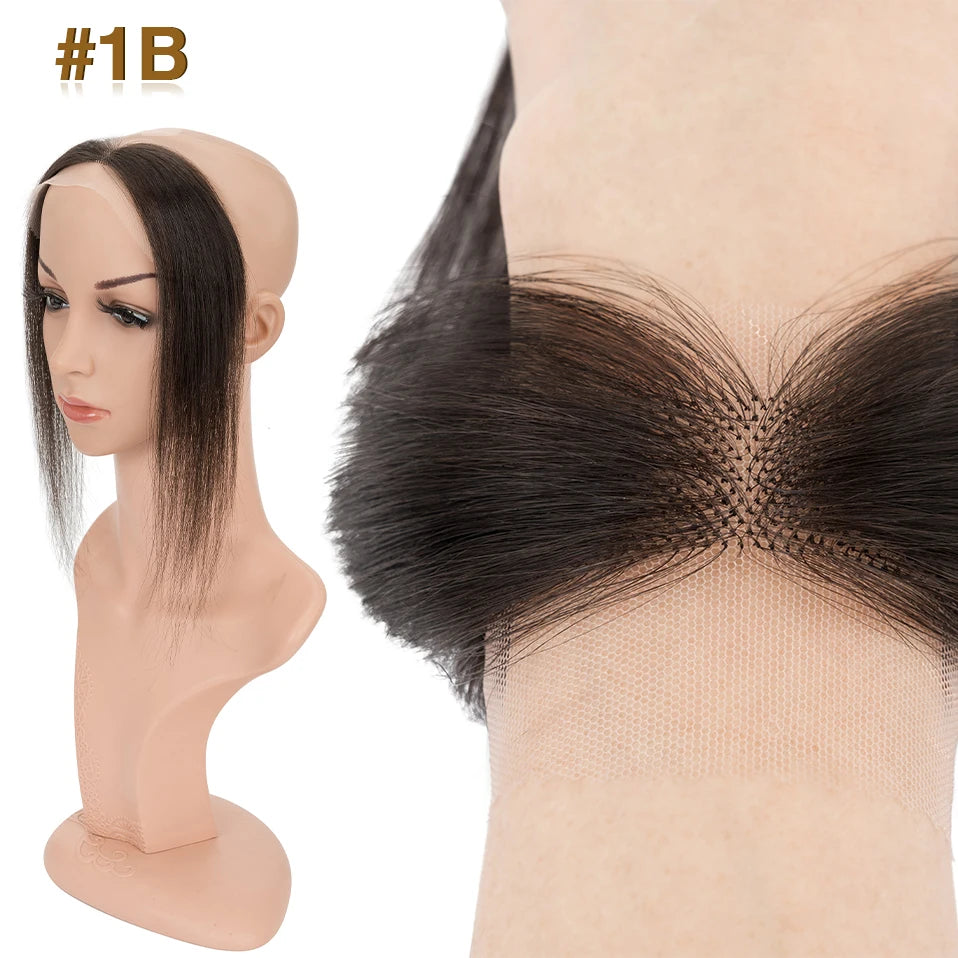 S-noilite Lace Front Wig Human Hair Toppers Hairline Hair Patch Hand-woven Single Knot Natural Invisible Replacement Hairpiece