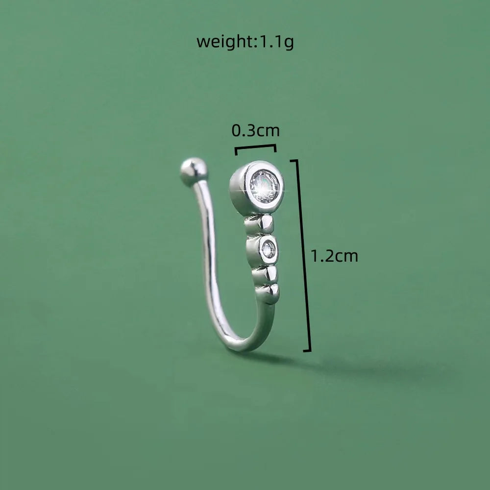 1pc U-Shape Non-Piercing Nose Ring - Simplistic Hip Hop Style Inlaid Cubic Zirconia Fake nose Clip Jewellery