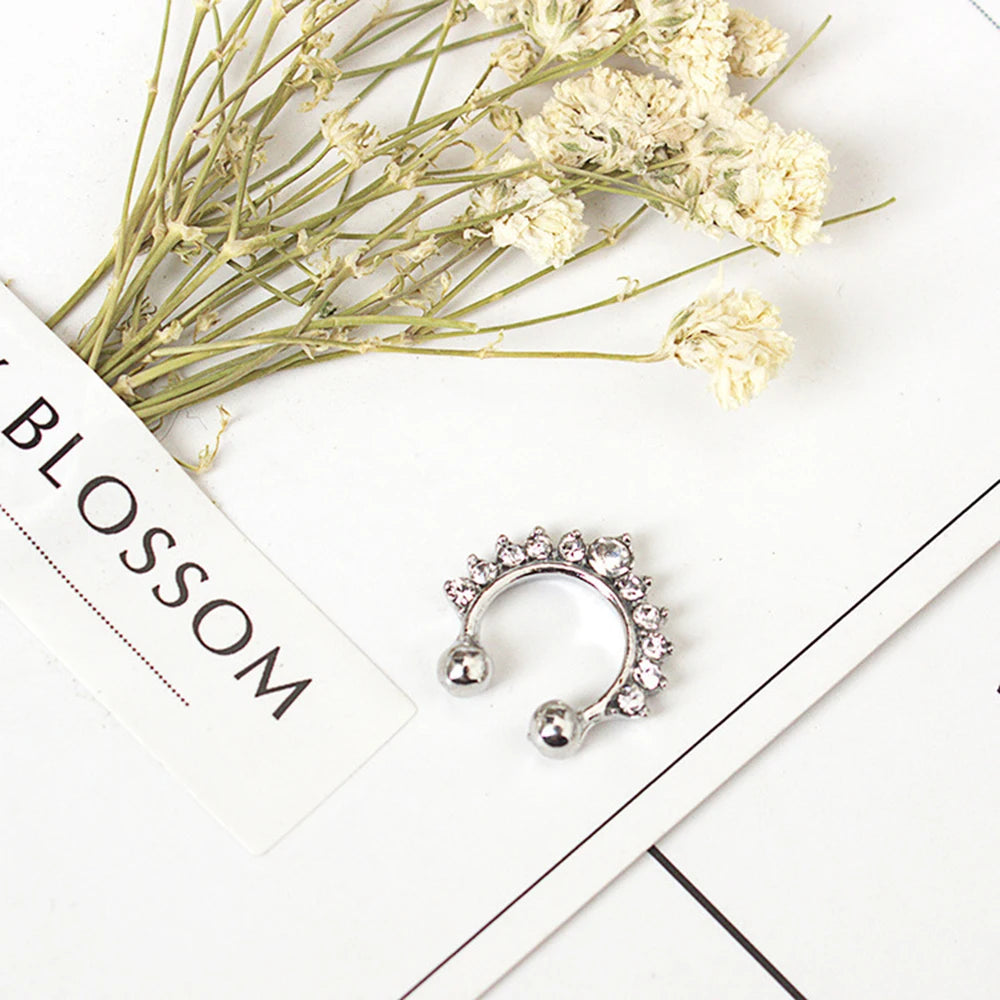 1PC U-Shape Nose Clip Fake Nose Rings & Studs for Women Non Piercing Nose Cuff Fashion Crystal Ear Clip Statement Body Jewelry