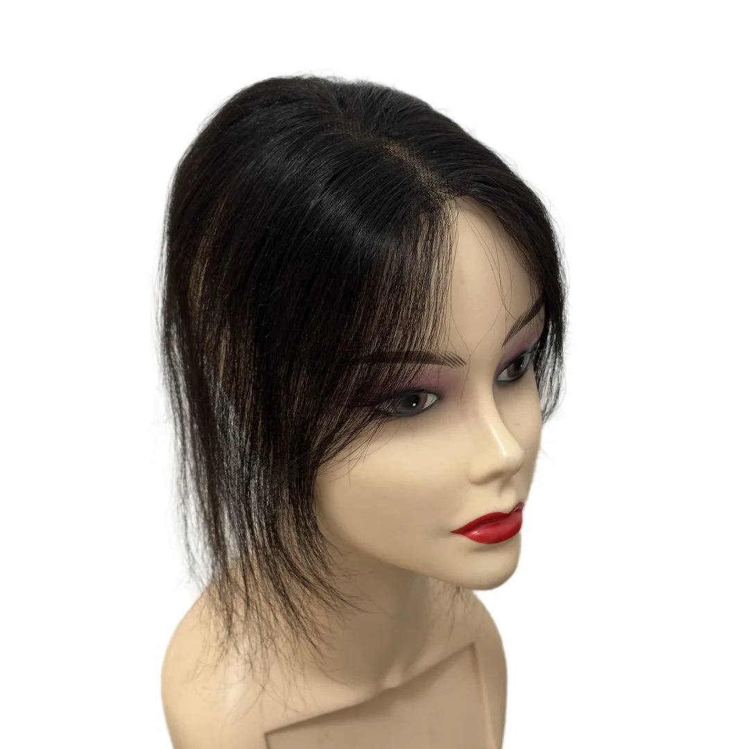 Ultra-Thin Mesh Hair Toppers 7x11cm Clip-In Fringe Bangs Hairpiece for Women Fluffy Real Hair Increase Volume Cover White Hair